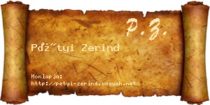 Pétyi Zerind névjegykártya